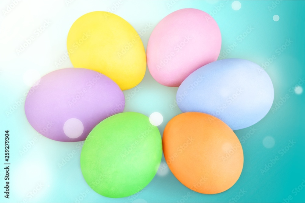 Colorful easter eggs on desk Colorful easter eggs on desk