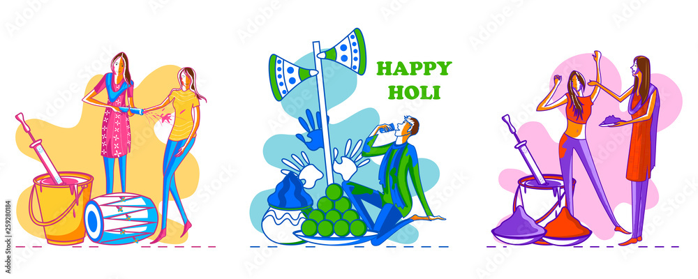 Indian People celebrating festival of Color Holi in vector bacground Indian People celebrating festival of Color Holi in vector bacground