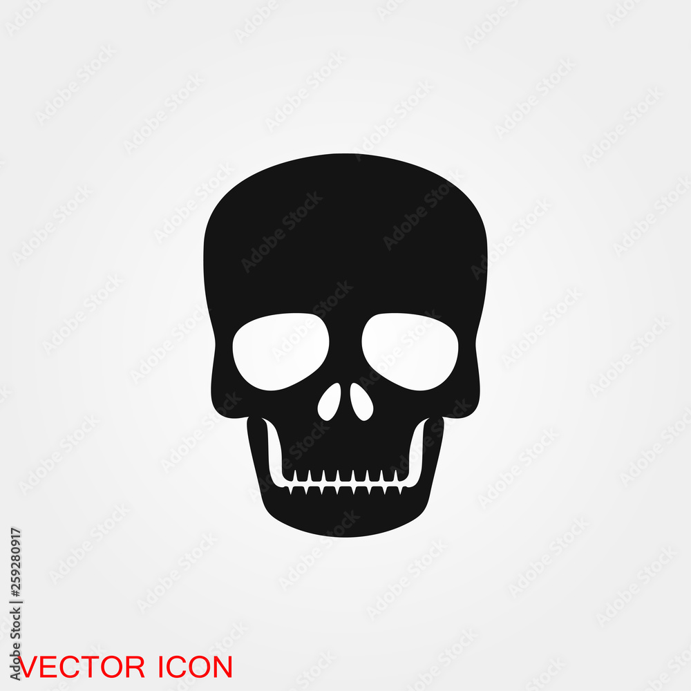 Skull icon vector sign symbol for design Skull icon vector sign symbol for design