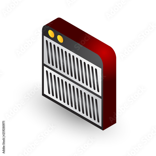 Isometric icon with the red color electric heater