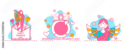 Greeting background for celebrating International Happy Women's Day in vector