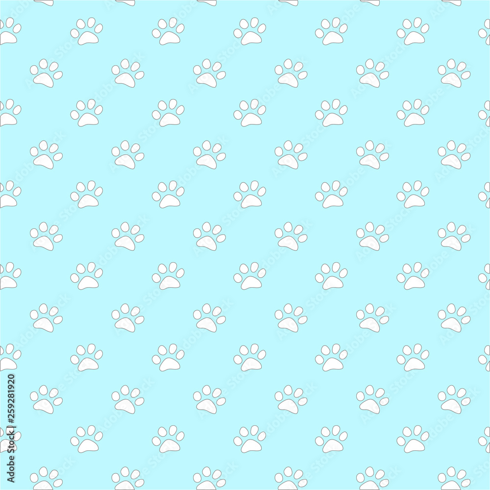 Vector seamless pattern with cat or dog,kitten or puppy footprints. Can be used for wallpaper,fabric, web page background, surface textures.
