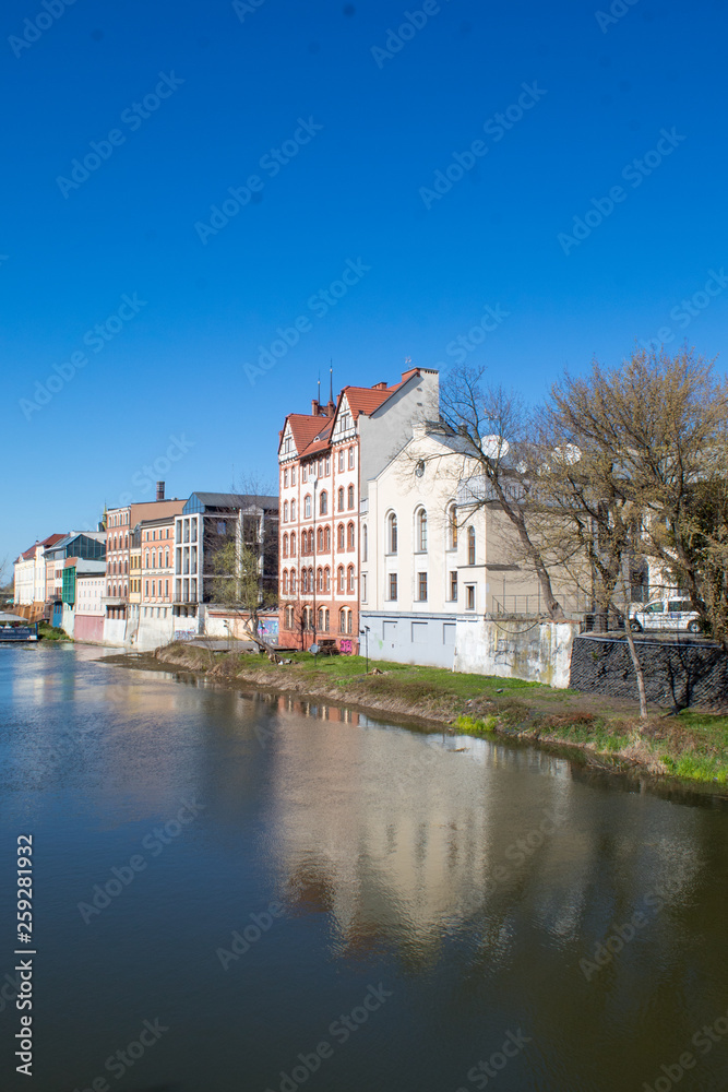 OPOLE, POLAND. River View in Opole old City Center Near the Market Square also known as Opole Venice. 