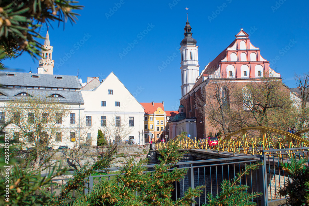 Naklejka premium OPOLE, POLAND. River View in Opole old City Center Near the Market Square also known as Opole Venice. 