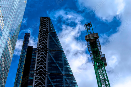 Futuristic bank towers at London's Financial District, City of London