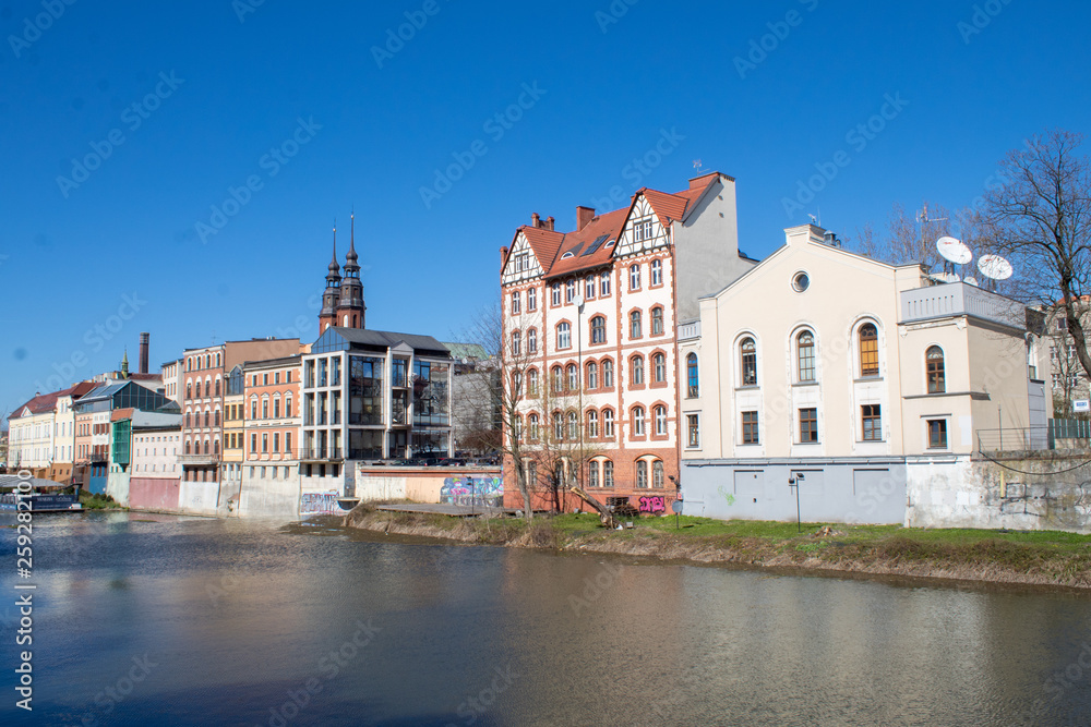 OPOLE, POLAND. River View in Opole old City Center Near the Market Square also known as Opole Venice. OPOLE, POLAND. River View in Opole old City Center Near the Market Square also known as Opole Venice.
