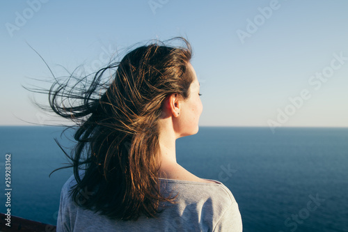 Dark hair girl's portrait.