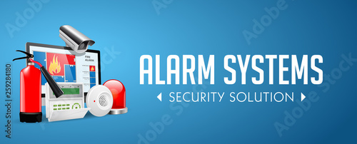 Access control system - Alarm zones - security system concept - website banner