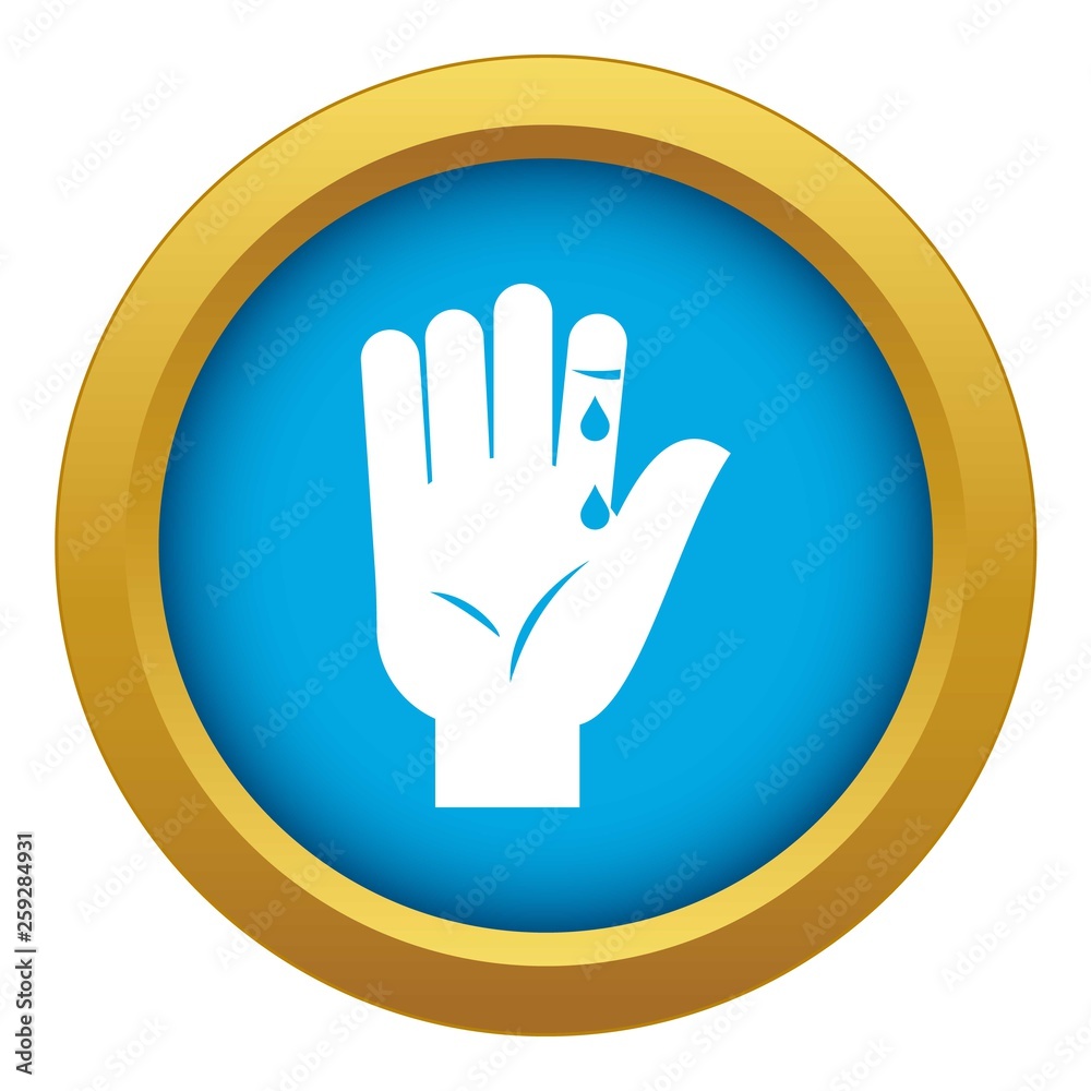 Finger with blood dripping icon blue vector isolated on white background for any design Finger with blood dripping icon blue vector isolated on white background for any design