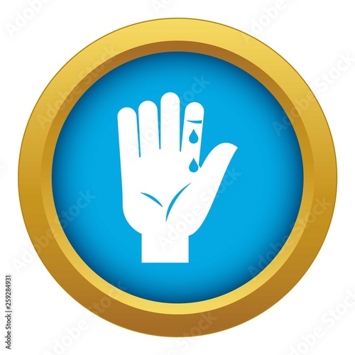 Finger with blood dripping icon blue vector isolated on white background for any design