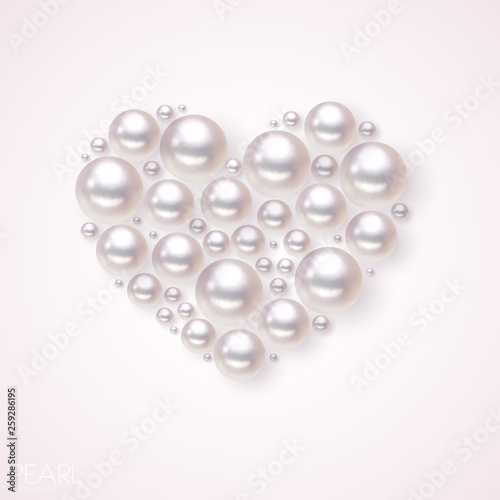 Pearl heart vector background. Romance pattern