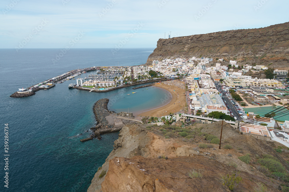 Aerial view of Puerto Mogan in Gran Canaria island