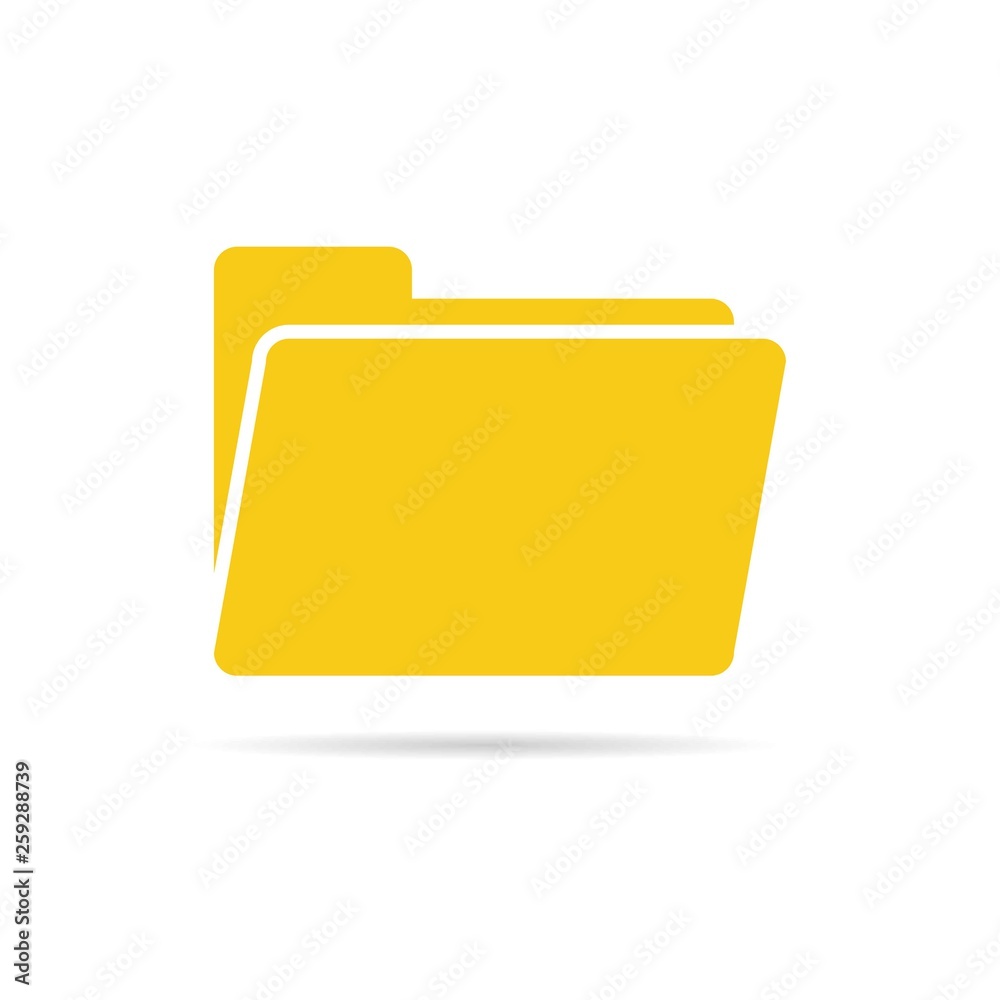 open folder icon. Folder icon isolated on white background with shadow open folder icon. Folder icon isolated on white background with shadow