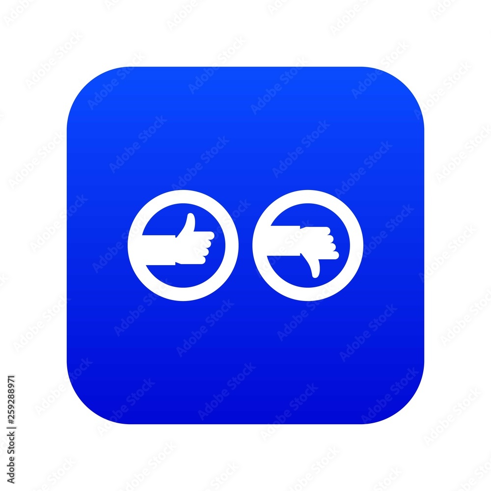 Signs hand up and down icon digital blue for any design isolated on white vector illustration Signs hand up and down icon digital blue for any design isolated on white vector illustration