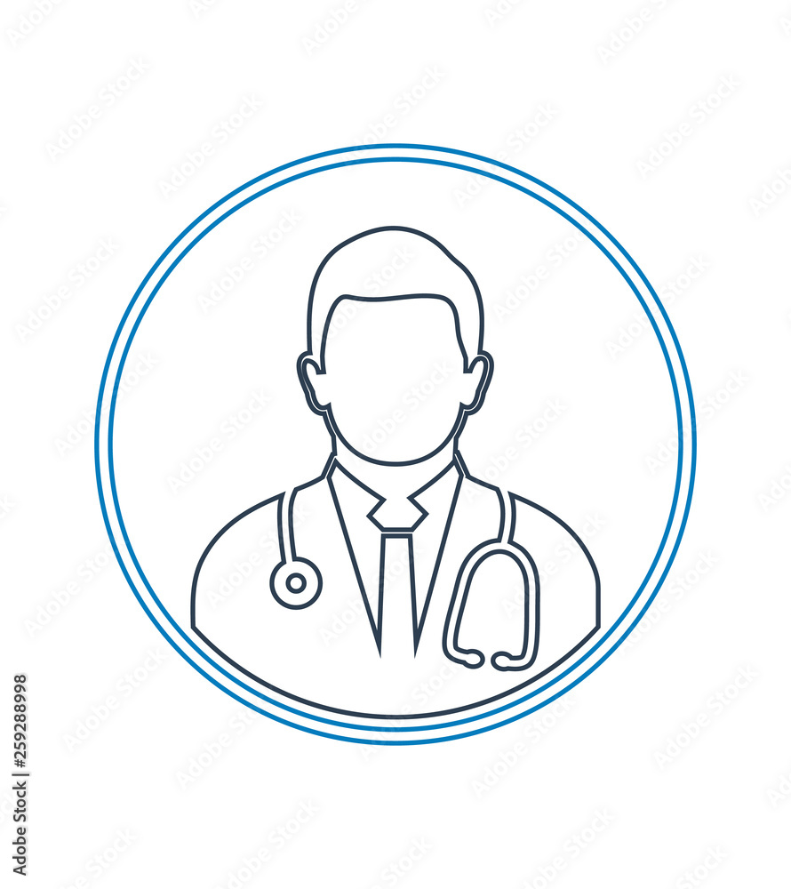 Male Doctor Profile line Icon. Editable vector EPS.