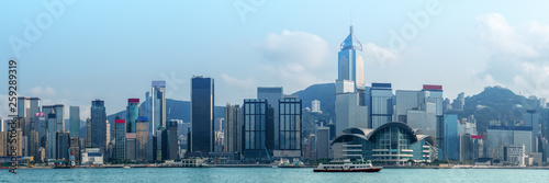 landscape scenery of skyscrapers over Victoria bay Hong Kong