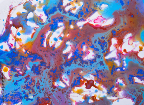 Fluid art acrylic magic background. Cosmic music sea colorful poster. Creative artwork hippie wallpaper.