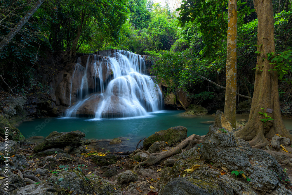 Beautiful waterfall in green forest in jungle , Thailand