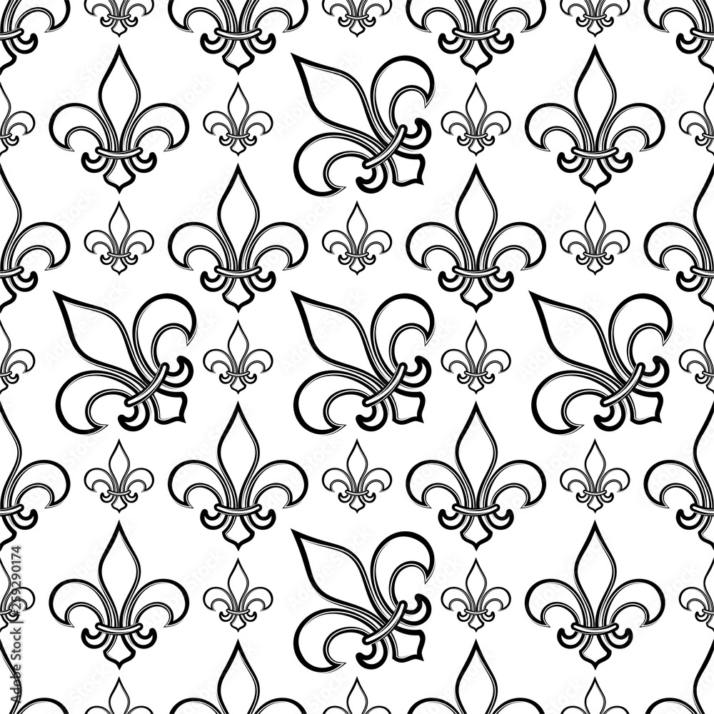 Fleur De Lis Seamless Pattern, Fleur-De-Lys Or Flower-De-Luce, The Decorative Stylized Lily