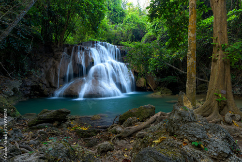 Beautiful waterfall in green forest in jungle   Thailand