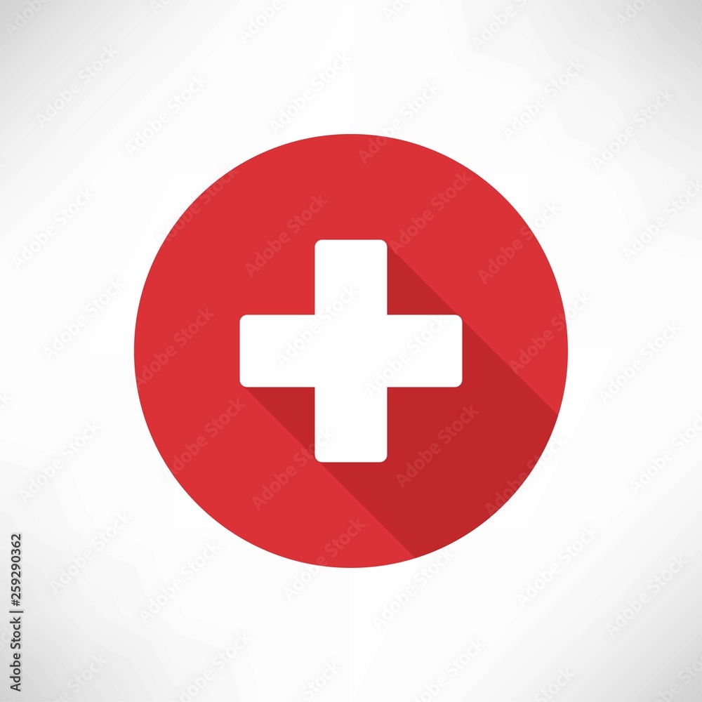 Obraz premium Plus Icon vector. Add icon. Addition sign. Medical Plus icon on red circle with plus shadow