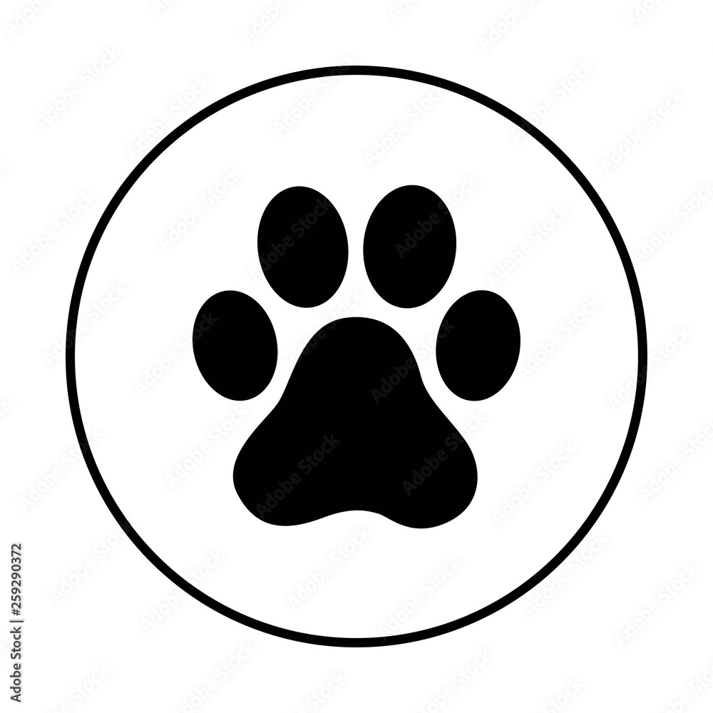 Paw print vector on white background