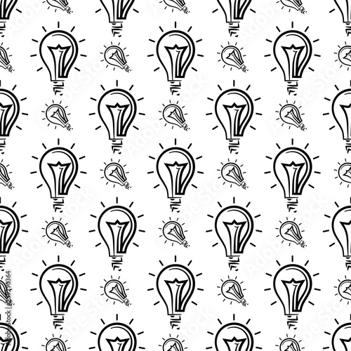 Bulb Icon, Idea Icon, Lamp Icon Seamless Pattern