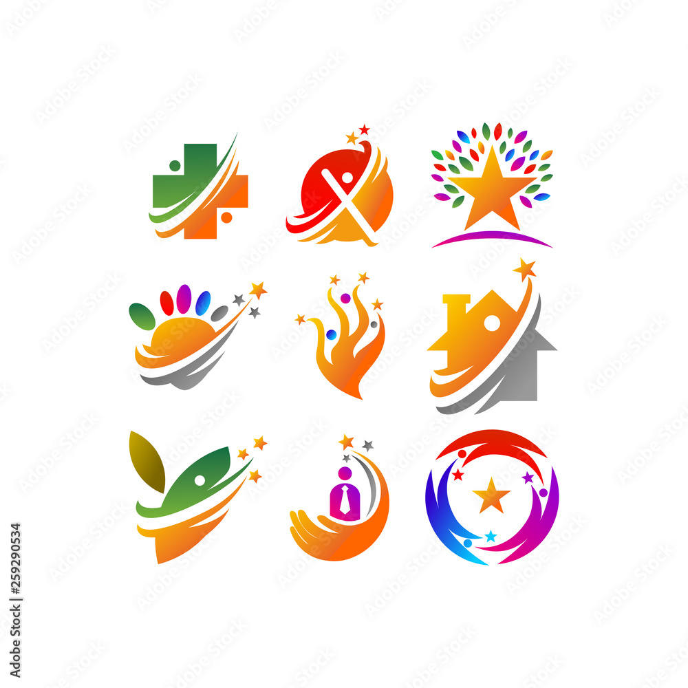 Obraz premium Success Star Logo Design Template Isolated