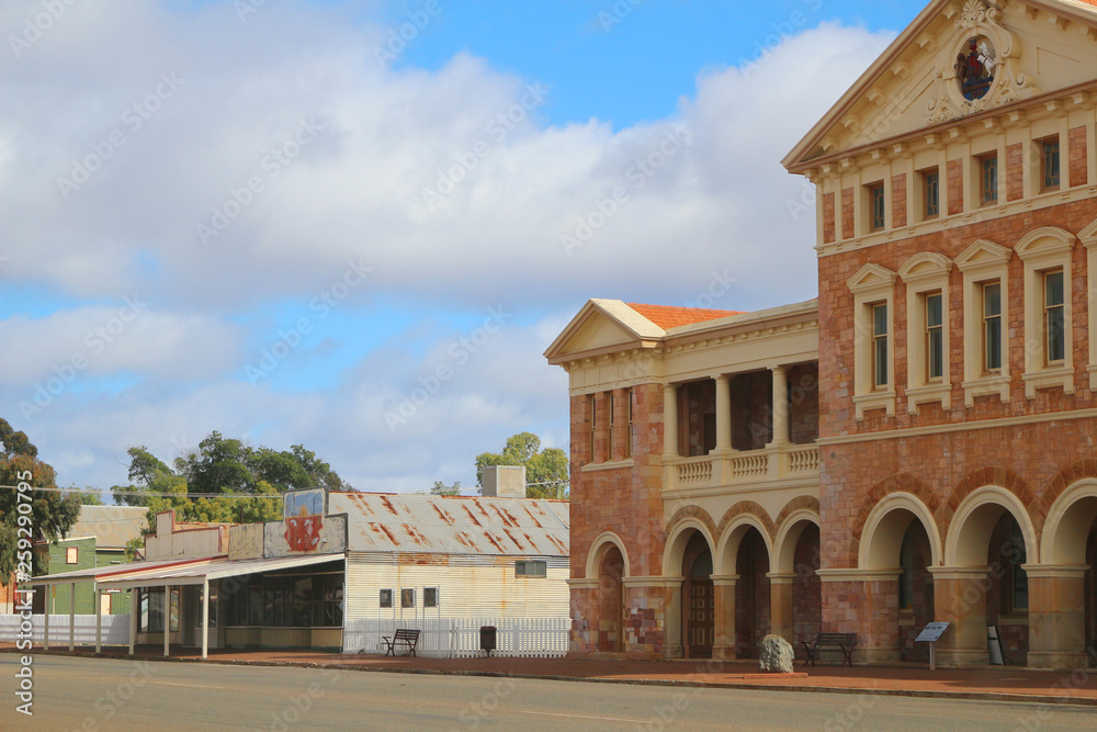 Ghost town Coolgardie with the Warden's Court built during Goldrush, Western Australia