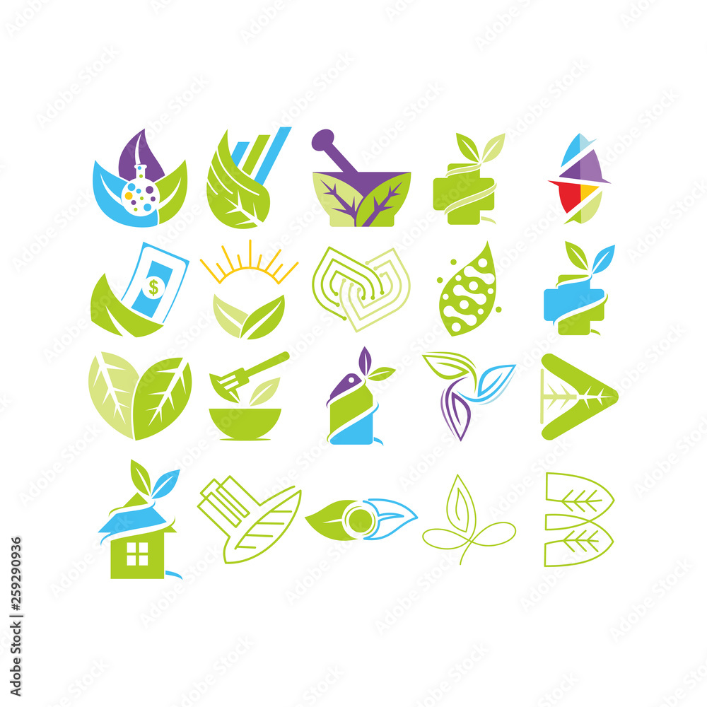 Leaf Logo Design Vector Template Set Leaf Logo Design Vector Template Set