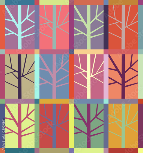 A Colorful Tree Silhouette Background, Abstract