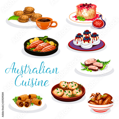 Australian cuisine meat and fish dishes, desserts