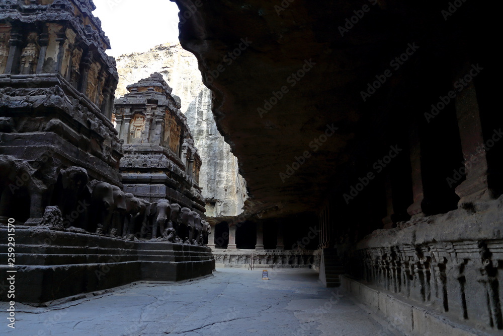 Fototapeta premium Temple of Ellora caves, the rock-cut temples, AURANGABAD, MAHARASHTRA in central India 
