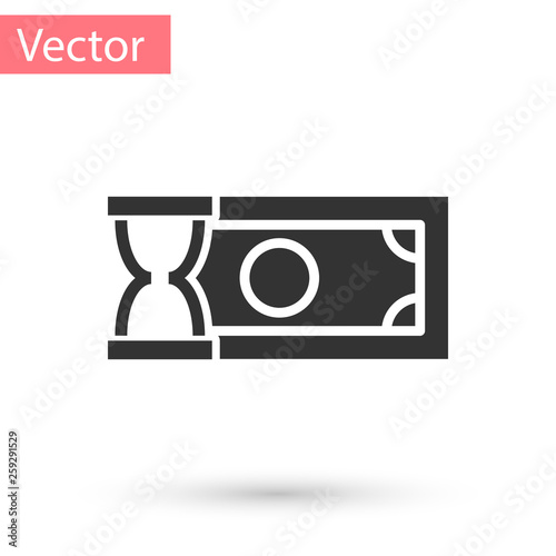 Grey Fast payments icon isolated on white background. Fast money transfer payment. Financial services, fast loan, time is money, cash back concept. Vector Illustration