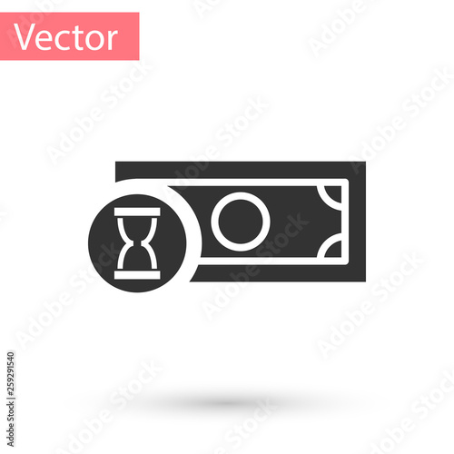 Grey Fast payments icon isolated on white background. Fast money transfer payment. Financial services, fast loan, time is money, cash back concept. Vector Illustration