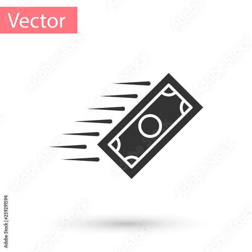 Grey Fast payments icon isolated on white background. Fast money transfer payment. Financial services, fast loan, time is money, cash back concept. Vector Illustration