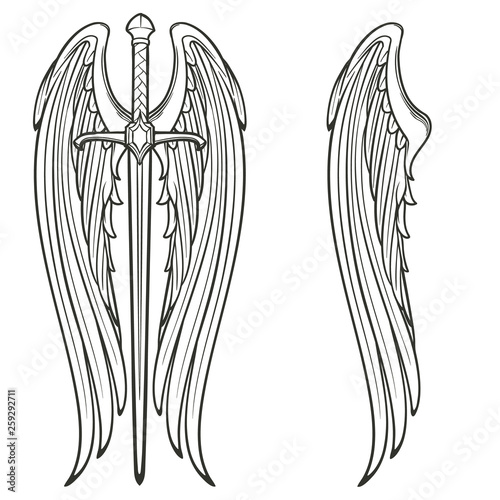 Fotografia, Obraz Sword and angel wings