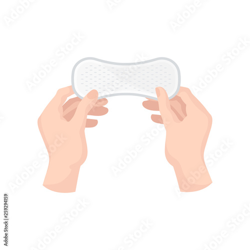 Daily sanitary pad on white background. Vector illustration.