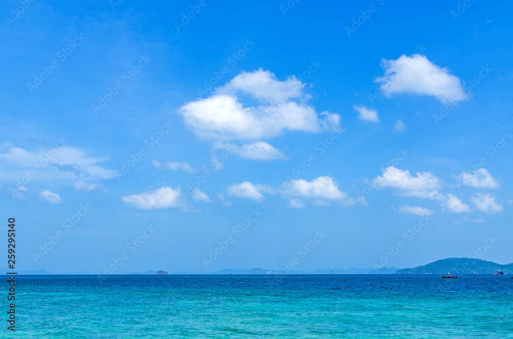 Tropical beach Andaman Sea ati Krabi Thailand.