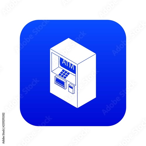 Atm icon blue vector isolated on white background photo