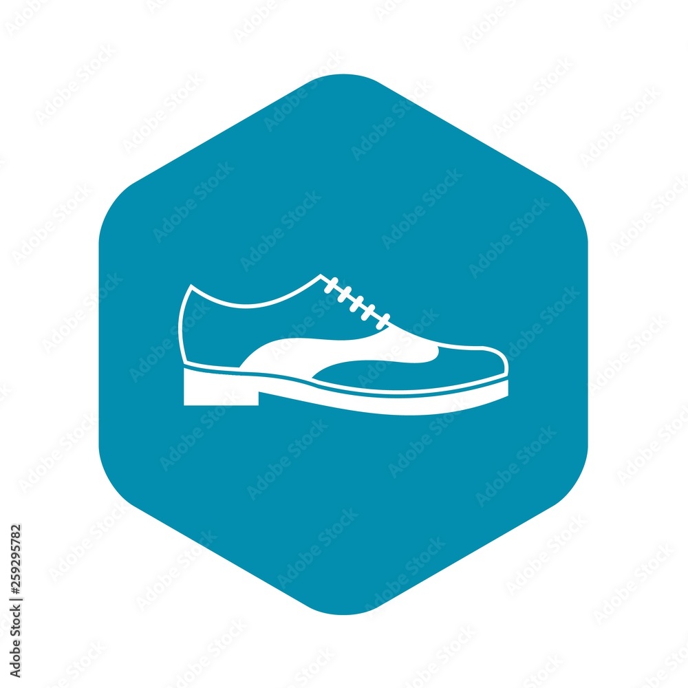 Men shoe with lace icon in simple style isolated on white background. Wear symbol Men shoe with lace icon in simple style isolated on white background. Wear symbol