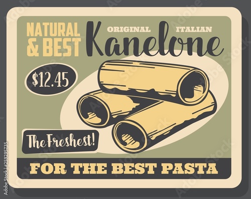 Cannelloni pasta, Italian macaroni tubes