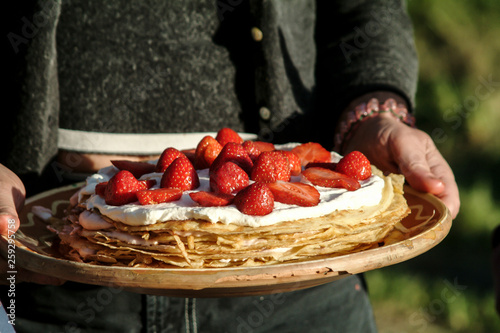 Medevi, Sweden Traditional pancake tart served at children's birthday parties.