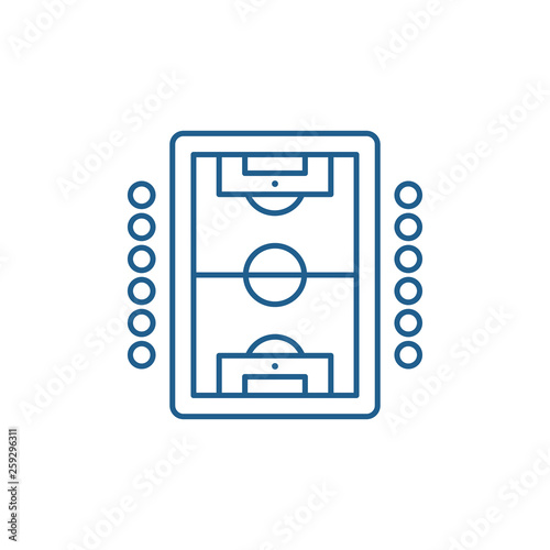 Table soccer play line concept icon. Table soccer play flat  vector website sign, outline symbol, illustration.