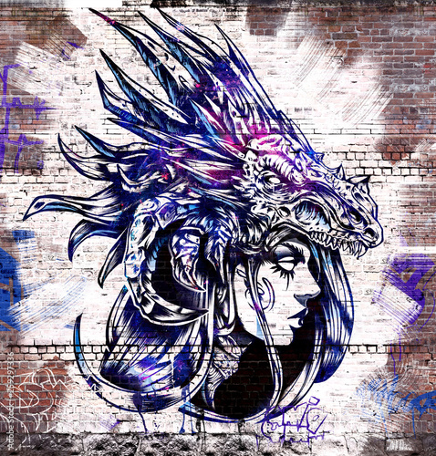 Graffiti on the brick wall ...