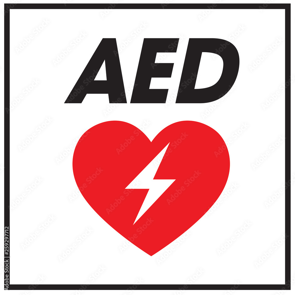 AED,automated external defibrillator / aed sign with heart and electricity symbol flat vector icon AED,automated external defibrillator / aed sign with heart and electricity symbol flat vector icon