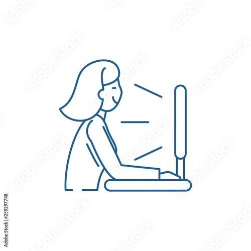 View tv series line concept icon. View tv series flat  vector website sign, outline symbol, illustration.