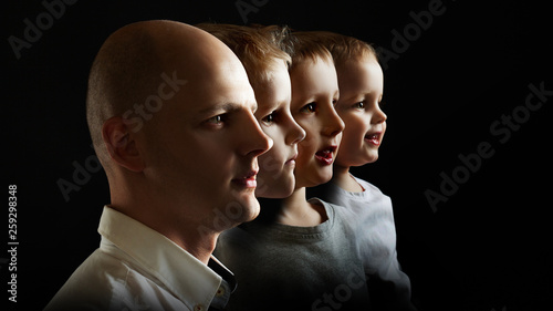 Father and sons, the concept of genetics and heredity