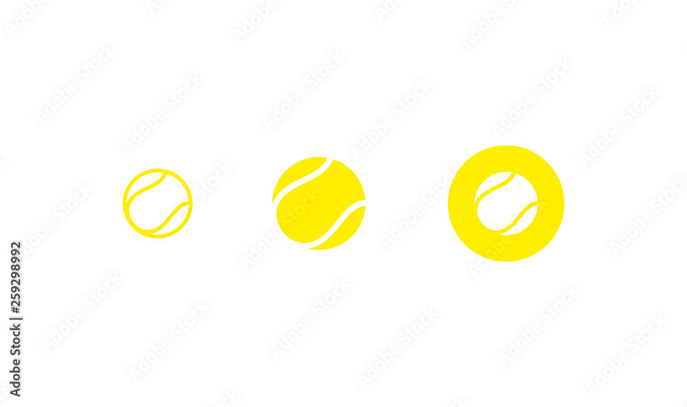 Tennis ball. Icon set