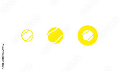 Tennis ball. Icon set